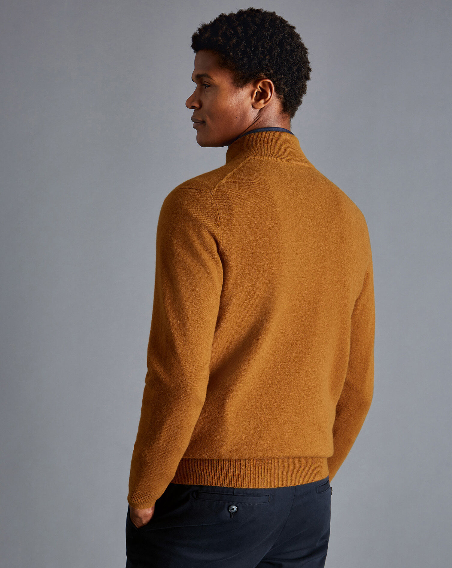 Cashmere Zip Neck Jumper - Mustard 