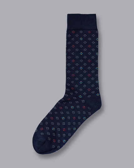 Socken mit geometrischem Muster - Franzõsisches Blau