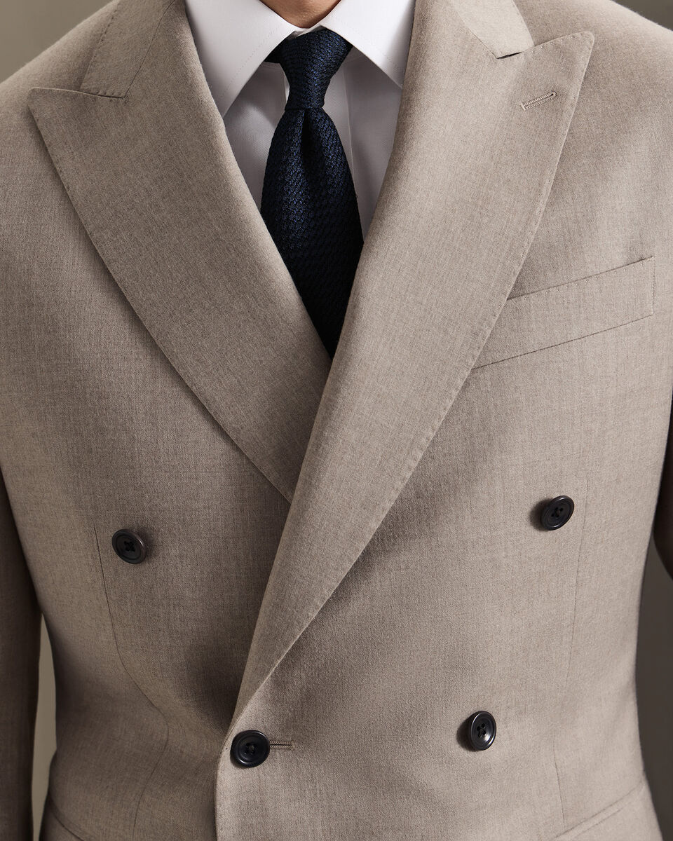 Italienischer Luxus-Flanellanzug mit Zweireiher - Taupe