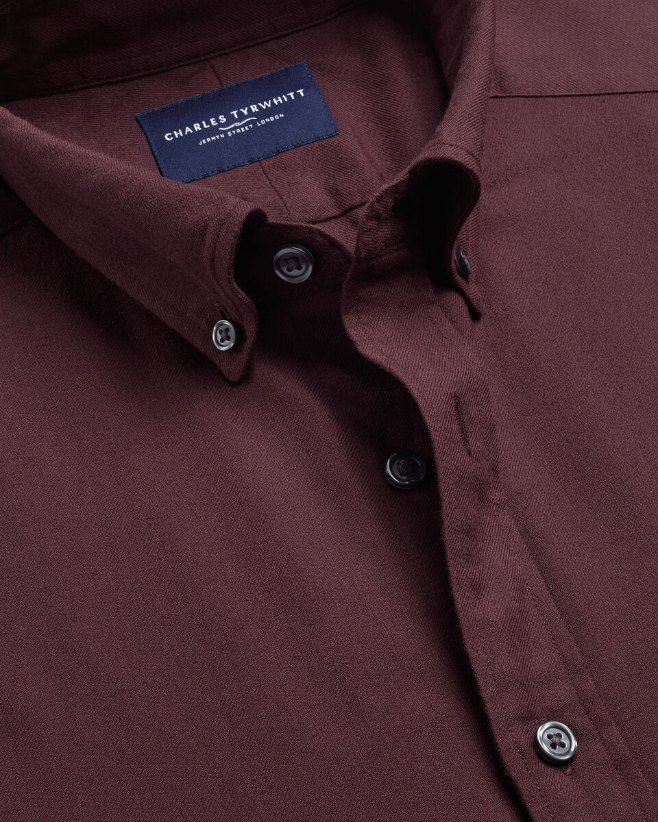 Brushed Flannel Shirt - Burgundy