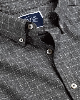 Button-Down Collar Non-Iron Twill Windowpane Check Shirt - Charcoal Grey