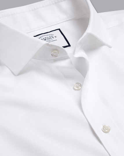 Spread Collar Non-Iron Twill Shirt - White | Charles Tyrwhitt