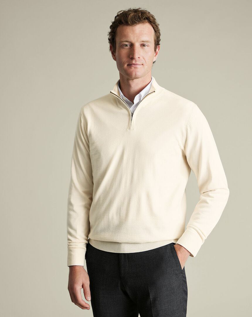 Pure Merino Quarter Zip Sweater by Charles Tyrwhitt