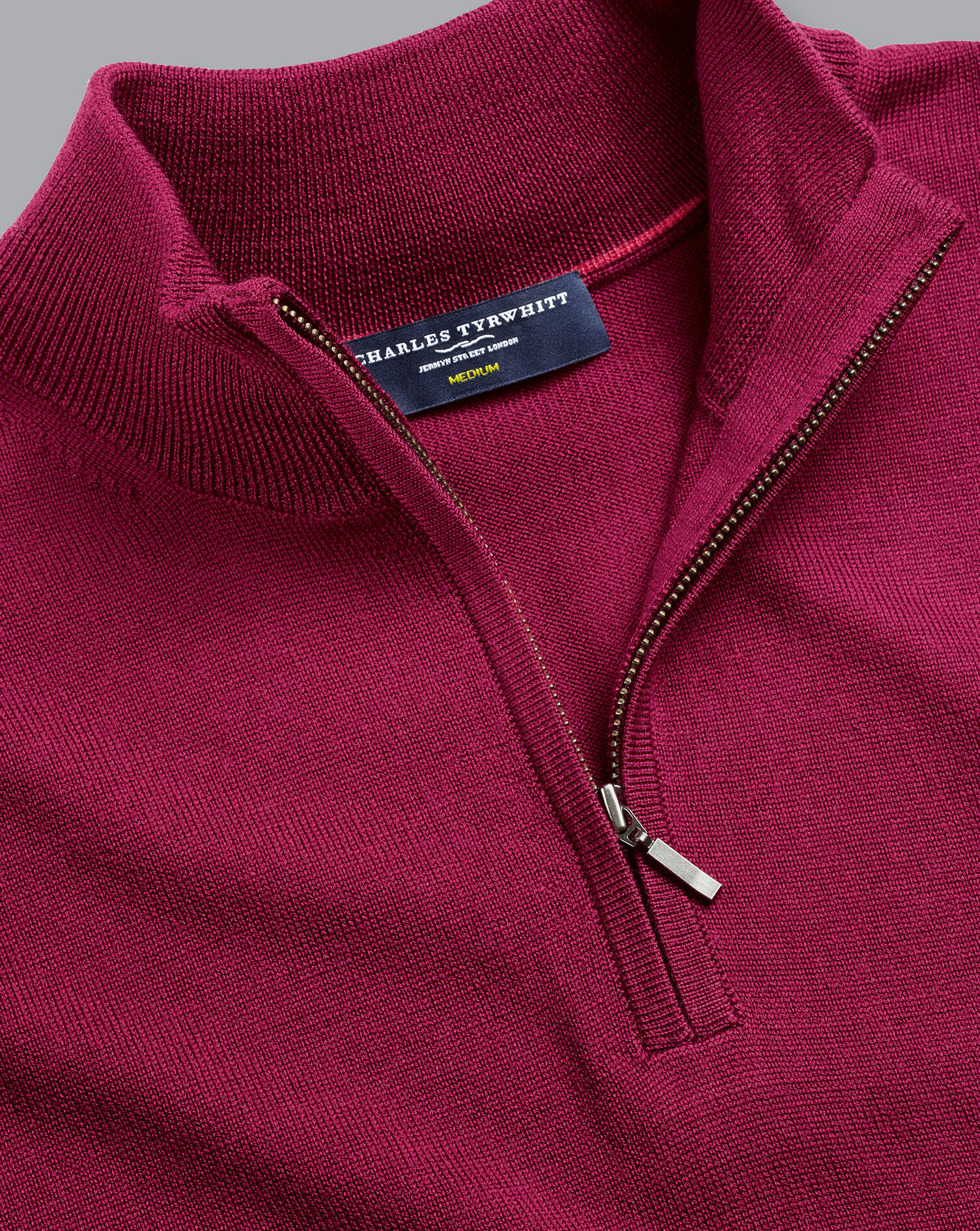 Merino Zip Neck Jumper - Cherry Pink 