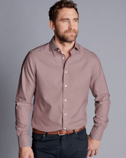 Cutaway Collar Non-Iron Twill Shirt - Claret Pink