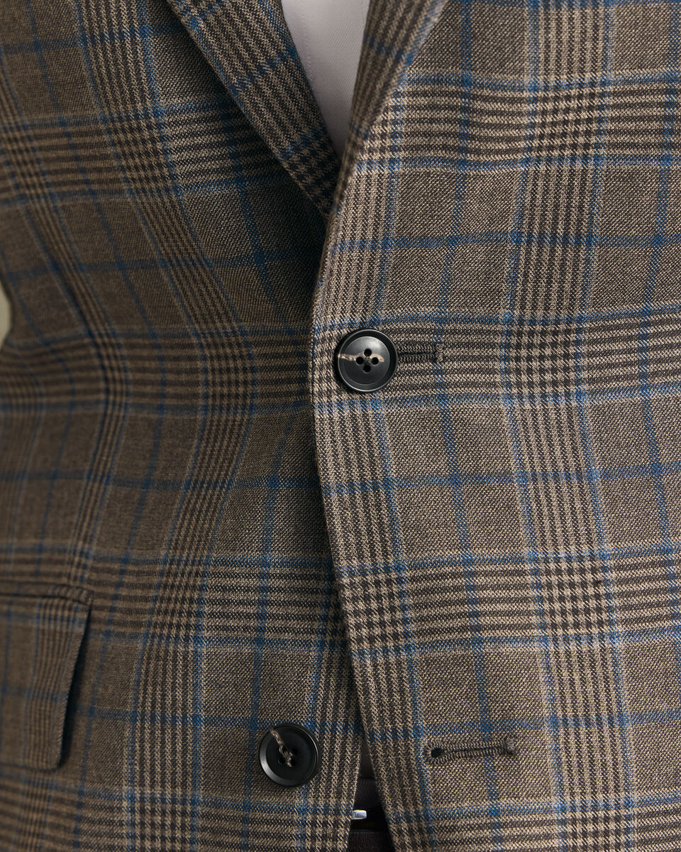 Lightweight Wool Check Jacket - Mocha