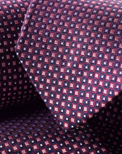 Stain Resistant Patterned Silk Tie - Magenta Pink