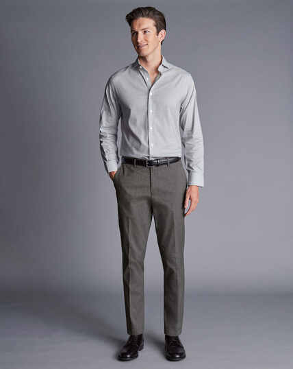 Smart Cotton Stretch Trousers - Dark Grey