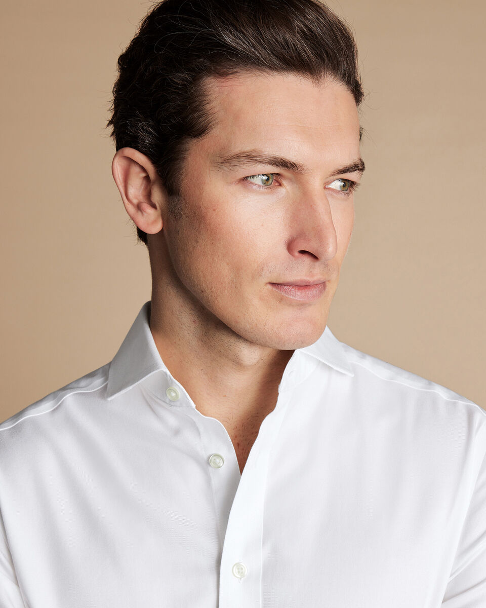 Extreme Spread Collar NonIron Twill Shirt White Charles Tyrwhitt
