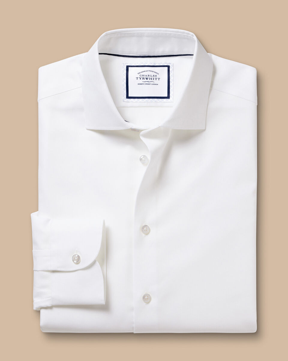 Chemise en lin et coton sans repassage Blanc Charles Tyrwhitt