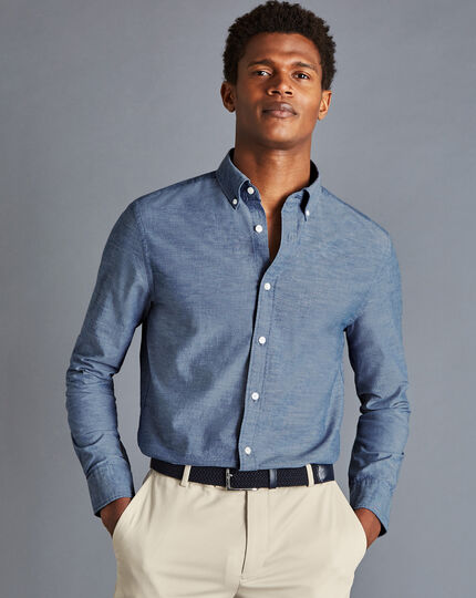 Button-Down Collar Chambray Shirt - Indigo Blue | Charles Tyrwhitt