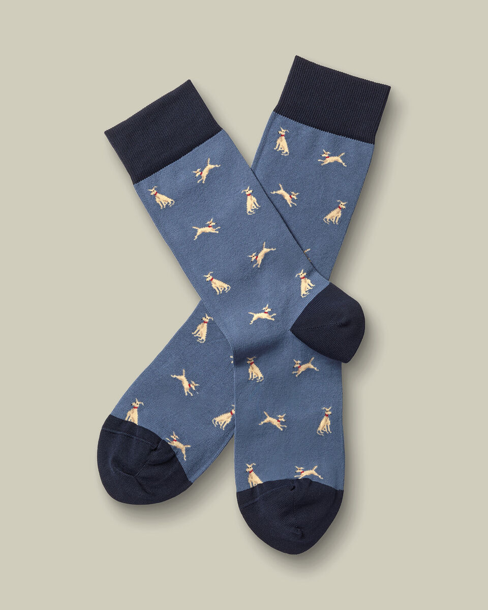 Dog Novelty Socks - Steel Blue