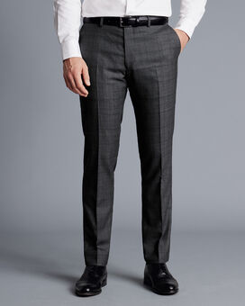 Ultimate Performance Check Suit Trousers - Charcoal Grey