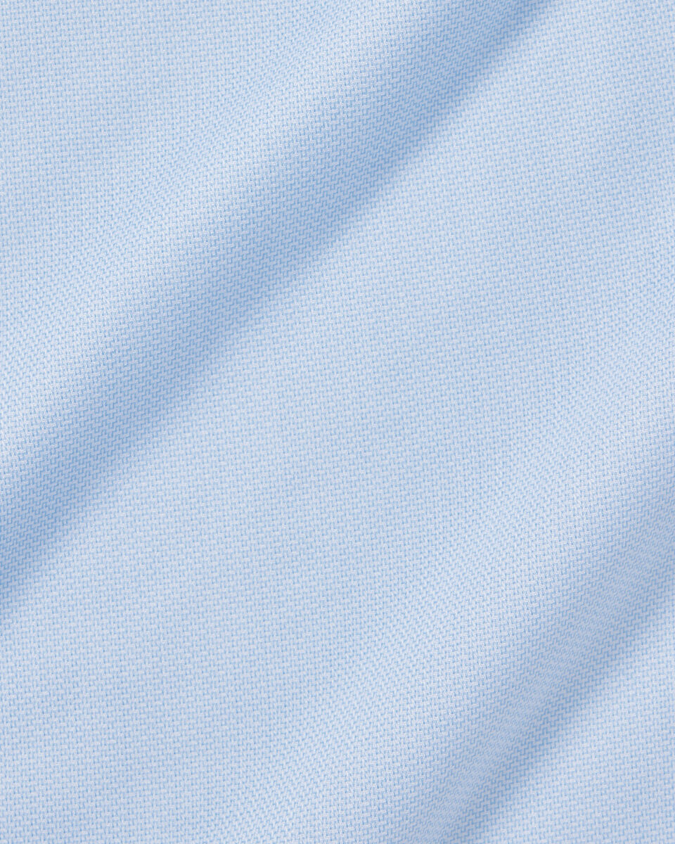 Cutaway Collar Non-Iron Henley Weave Shirt - Sky Blue | Charles Tyrwhitt