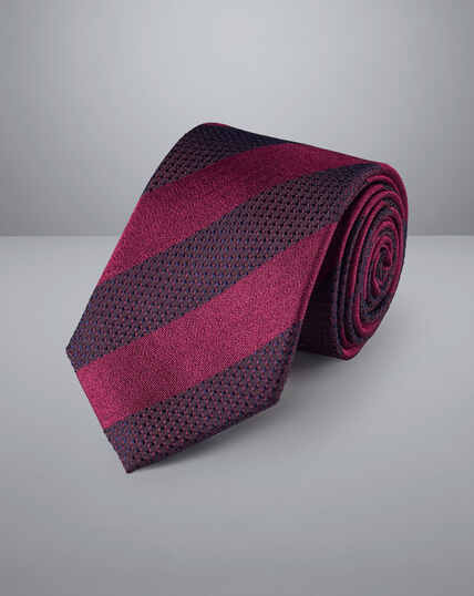 Krawatte aus Seide mit Clubstreifen - Bonbonrosa