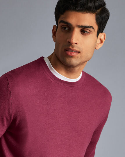 Merino Crew Neck Sweater - Dark Pink
