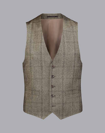 Oatmeal Prince of Wales Check Suit Waistcoat