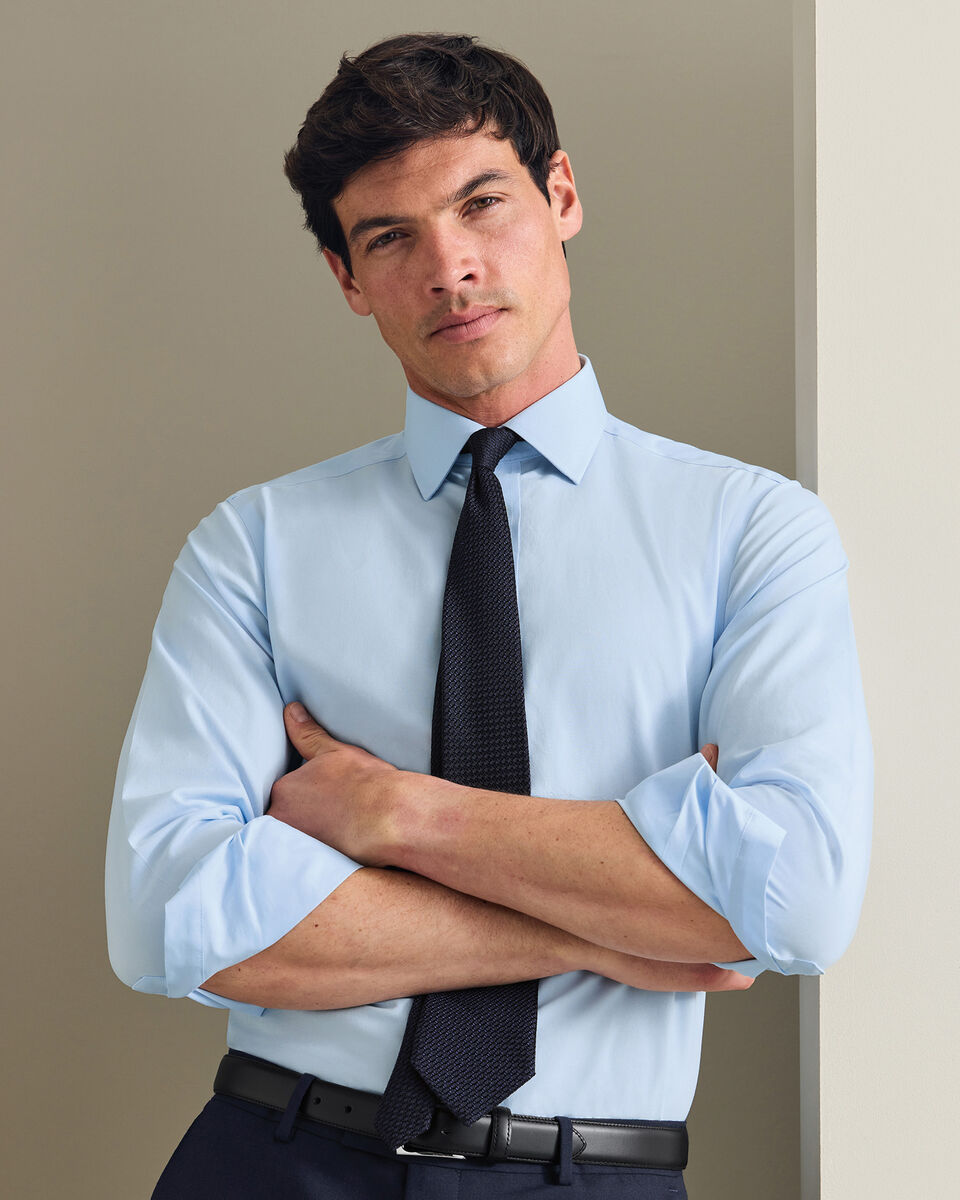Non-Iron Stretch Poplin Shirt - Sky Blue