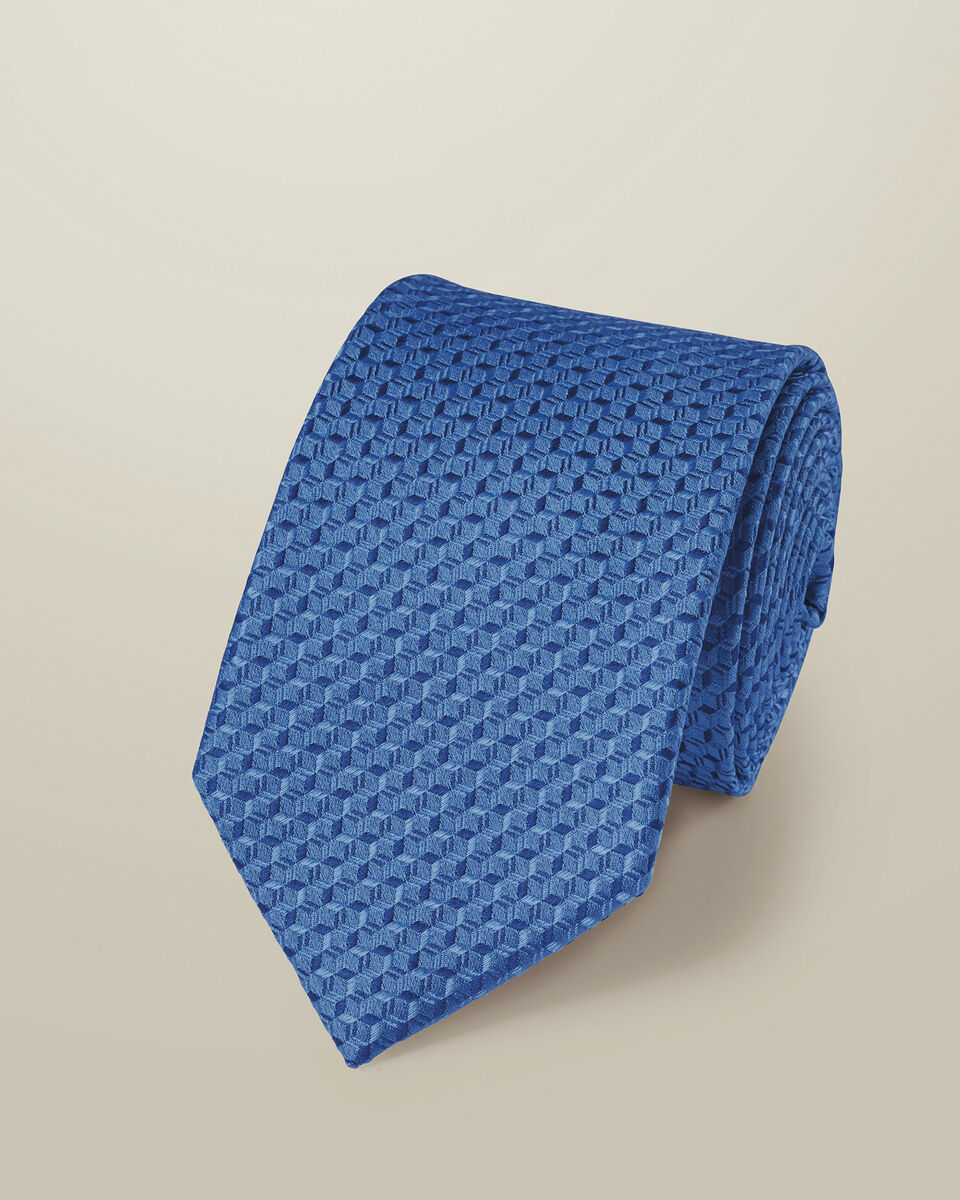 Silk Patterned Tie - Cornflower Blue