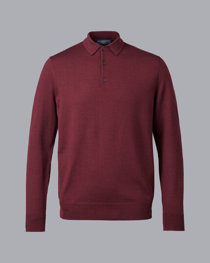 Merino Zip Neck Sweater - Burgundy Red