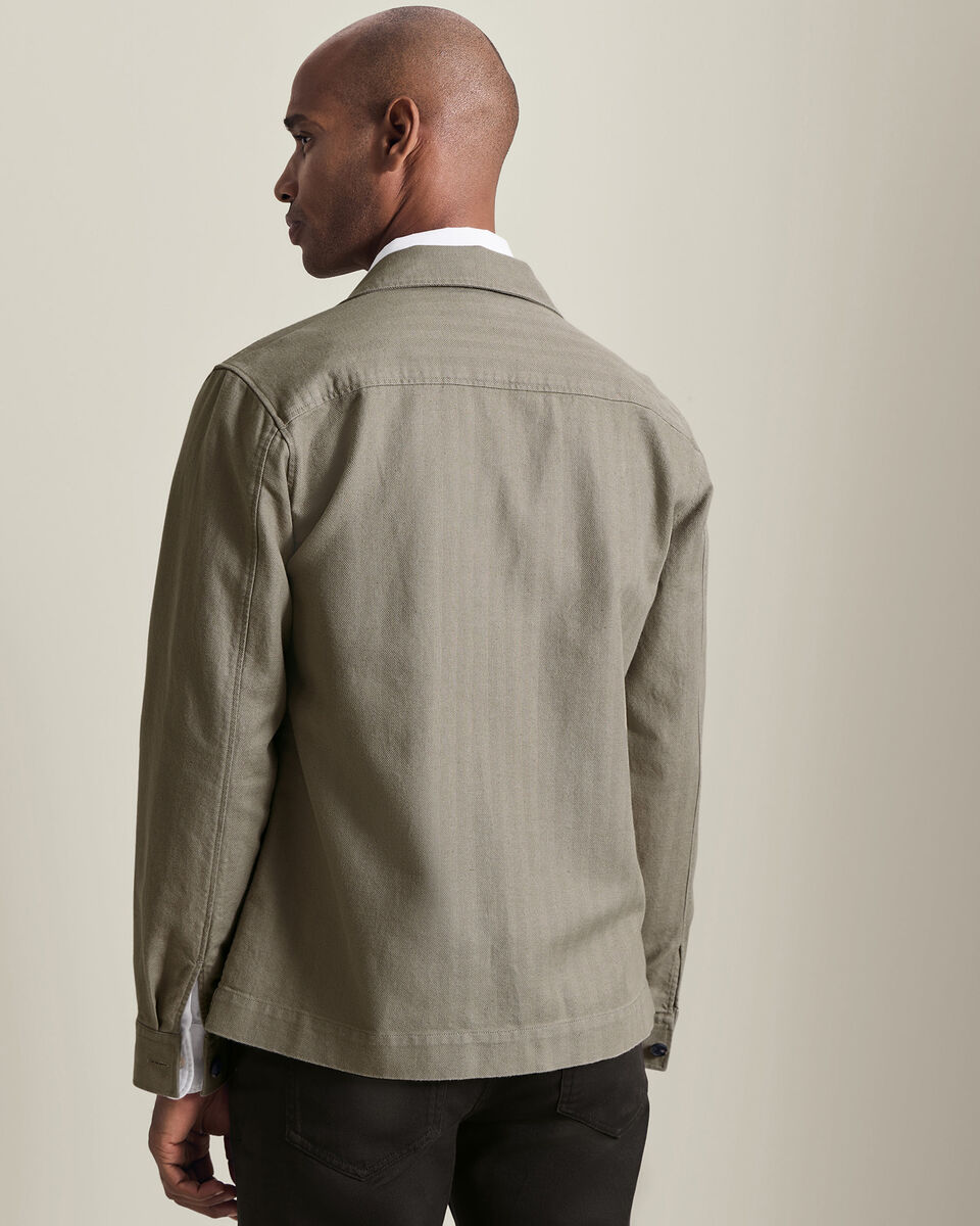 Herringbone Overshirt - Taupe