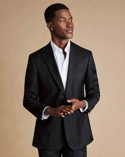 Natural Stretch Twill Suit Jacket - Black