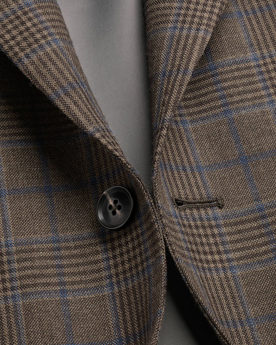Lightweight Wool Check Jacket - Mocha