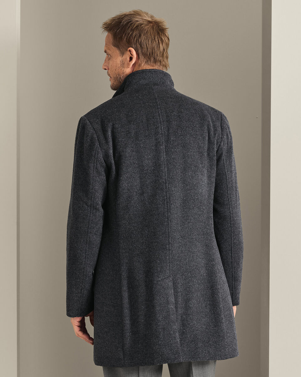 Feiner Merino-Mantel mit Stehkragen&nbsp;- Anthrazit