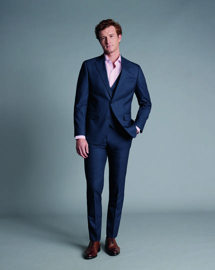 Texture Suit Vest - Denim Blue