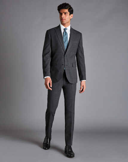 Textured Business Suit - Dark Grey