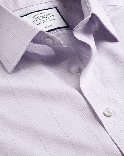 Non-Iron Twill Puppytooth Check Shirt - Lavender Purple | Charles Tyrwhitt