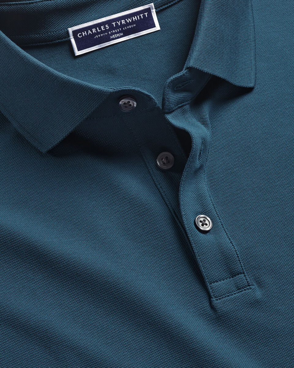 Cotton Stretch Pique Polo - Teal