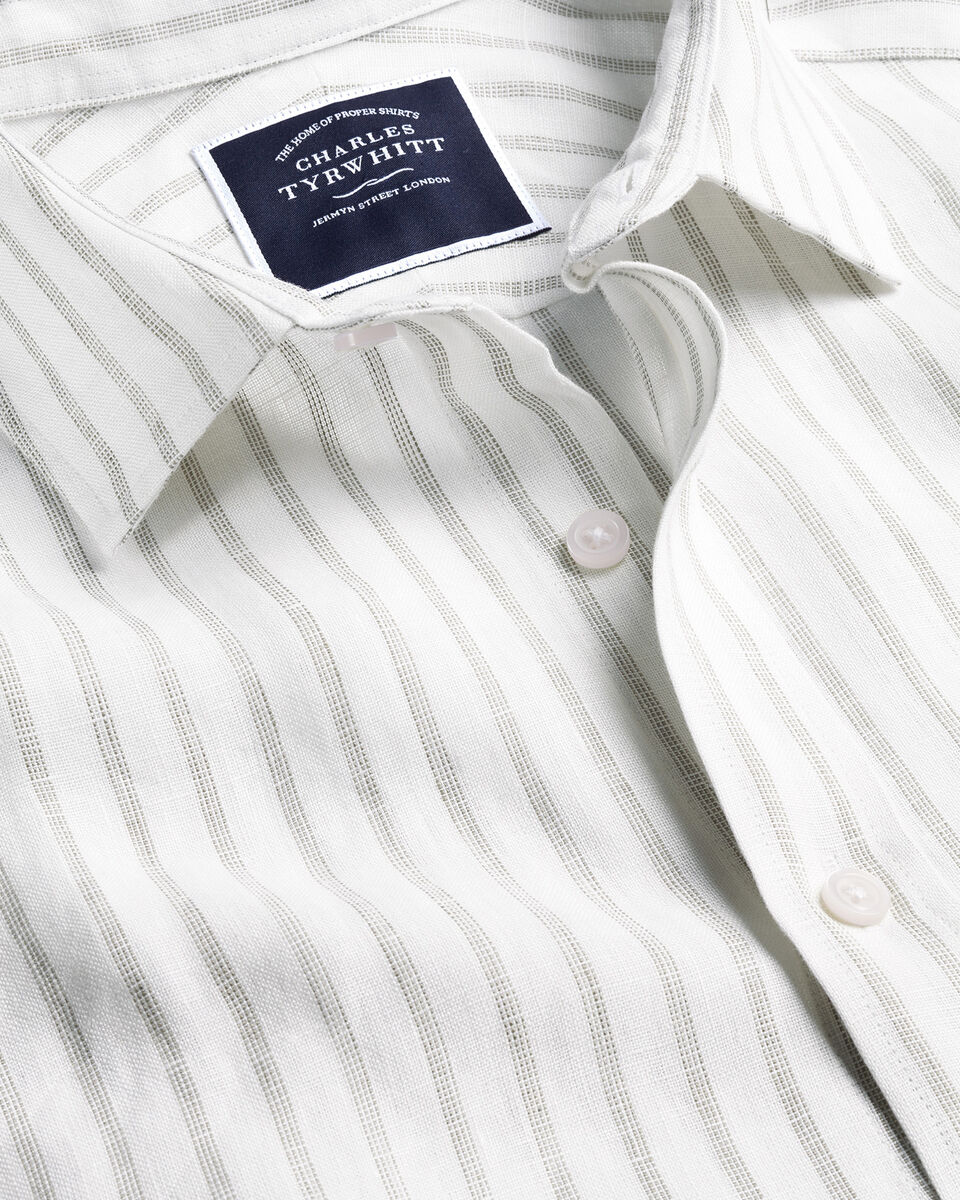 Chemise à rayures en pur lin - Calcaire | Charles Tyrwhitt