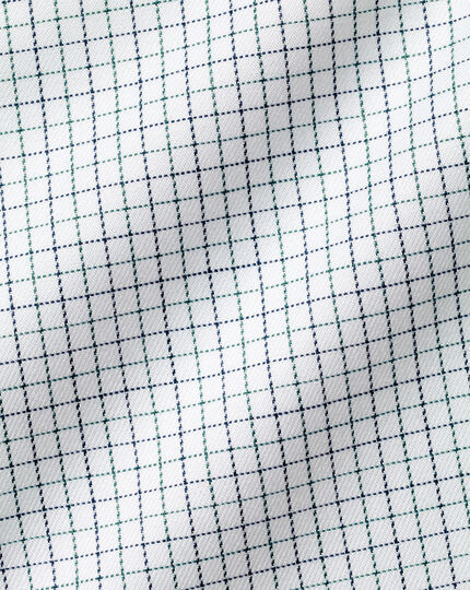 Semi-Spread Collar Egyptian Cotton Twill Check Shirt - Navy & Green