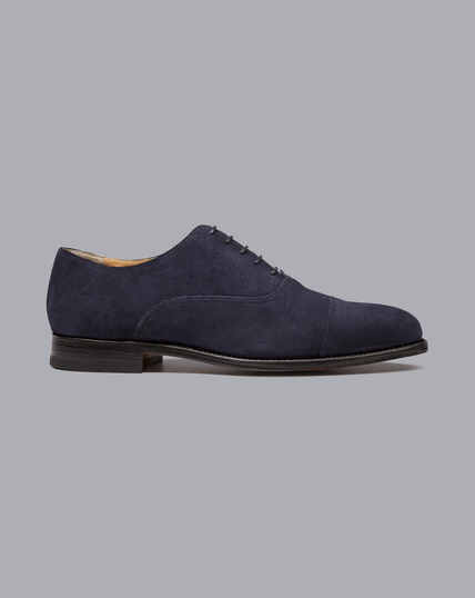 Goodyear Welted Oxford Toe Cap Shoes - Steel Blue