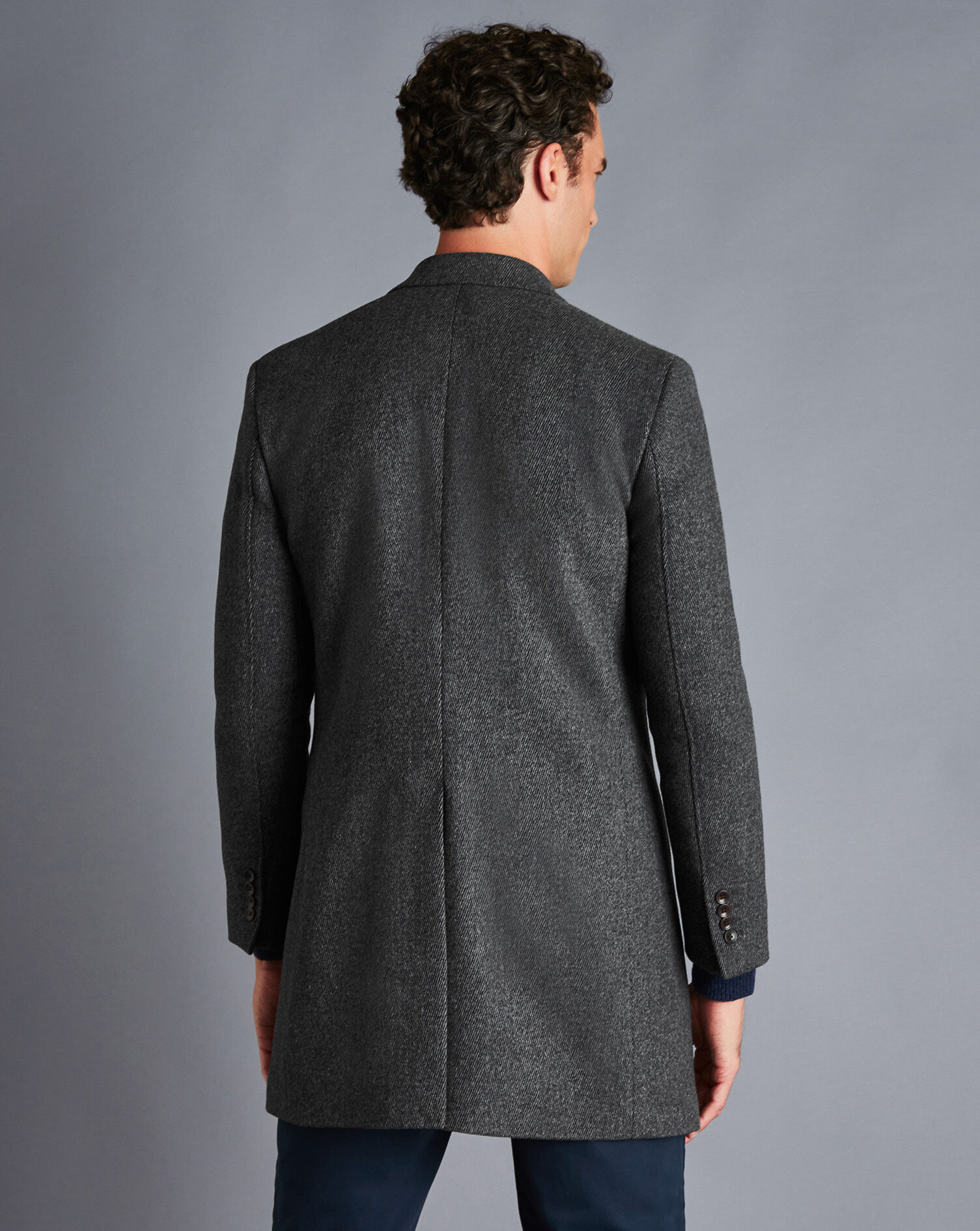 Herringbone Wool Overcoat - Grey 