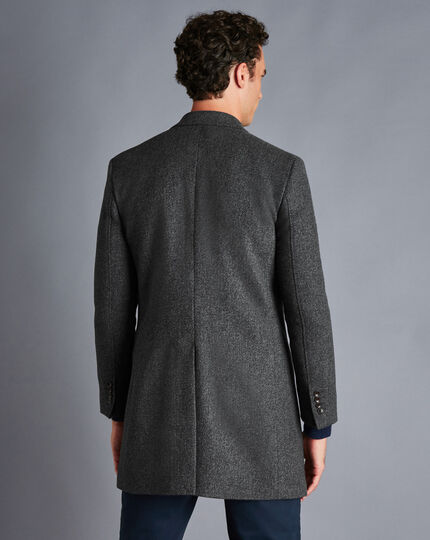 Herringbone Wool Overcoat - Grey