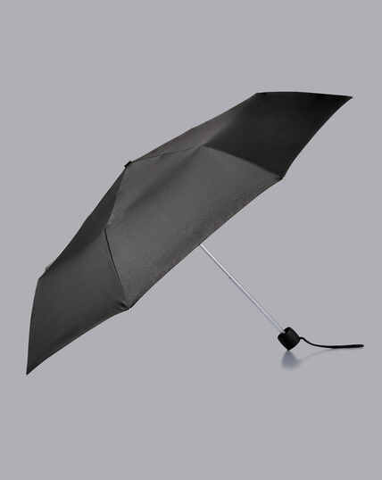 Kompakter windresistenter Regenschirm - Schwarz