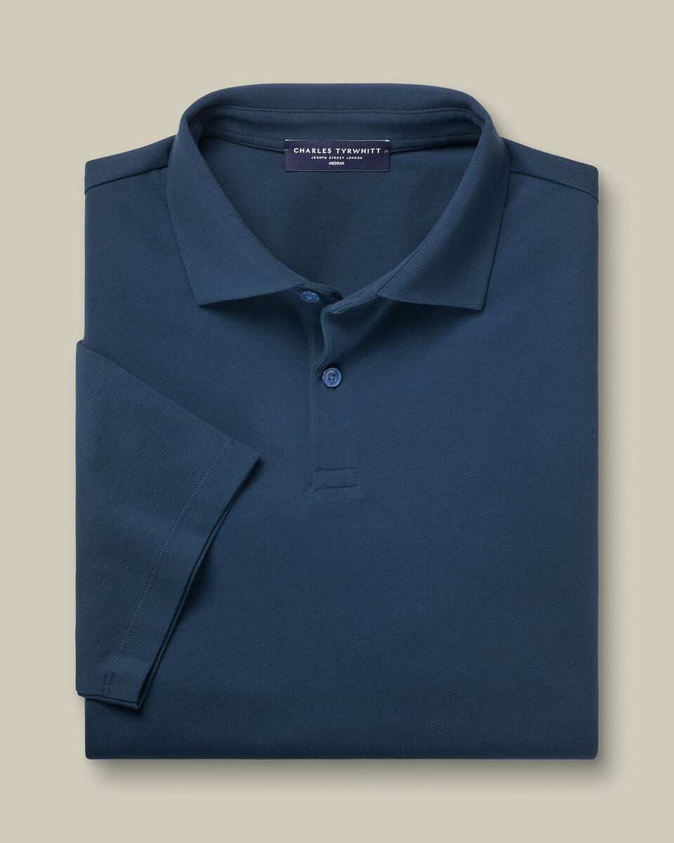 Polo &eacute;l&eacute;gany en piqu&eacute; - Bleu p&eacute;trole