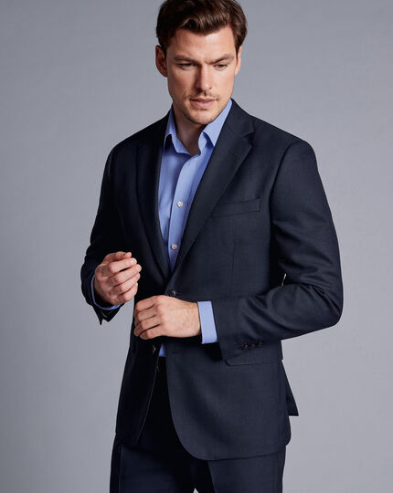 British Luxury Check Suit Jacket - Navy