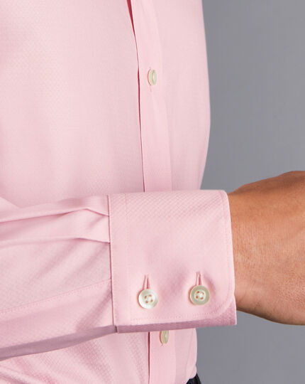 Semi-Spread Egyptian Cotton Deco Weave Shirt - Pink