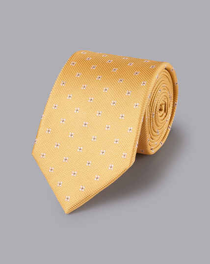 Krawatte aus Seide mit Blumenmuster - Zitronengelb