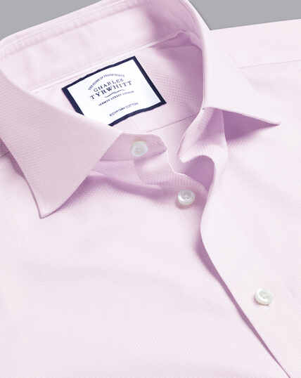 Semi-Cutaway Collar Egyptian Cotton Link Weave Shirt - Lilac Purple
