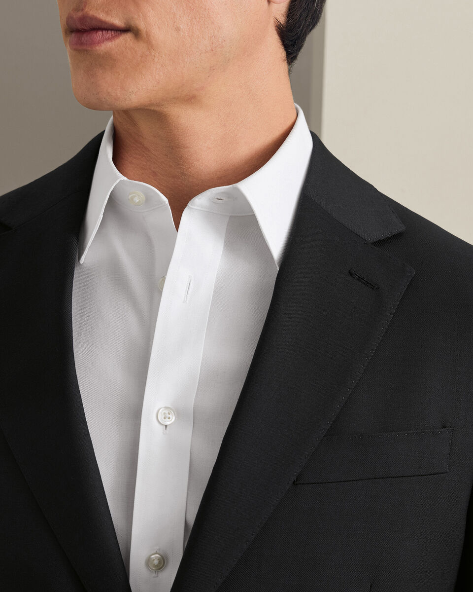 Veste De Costume En Serg&eacute; Naturellement Extensible - Noir