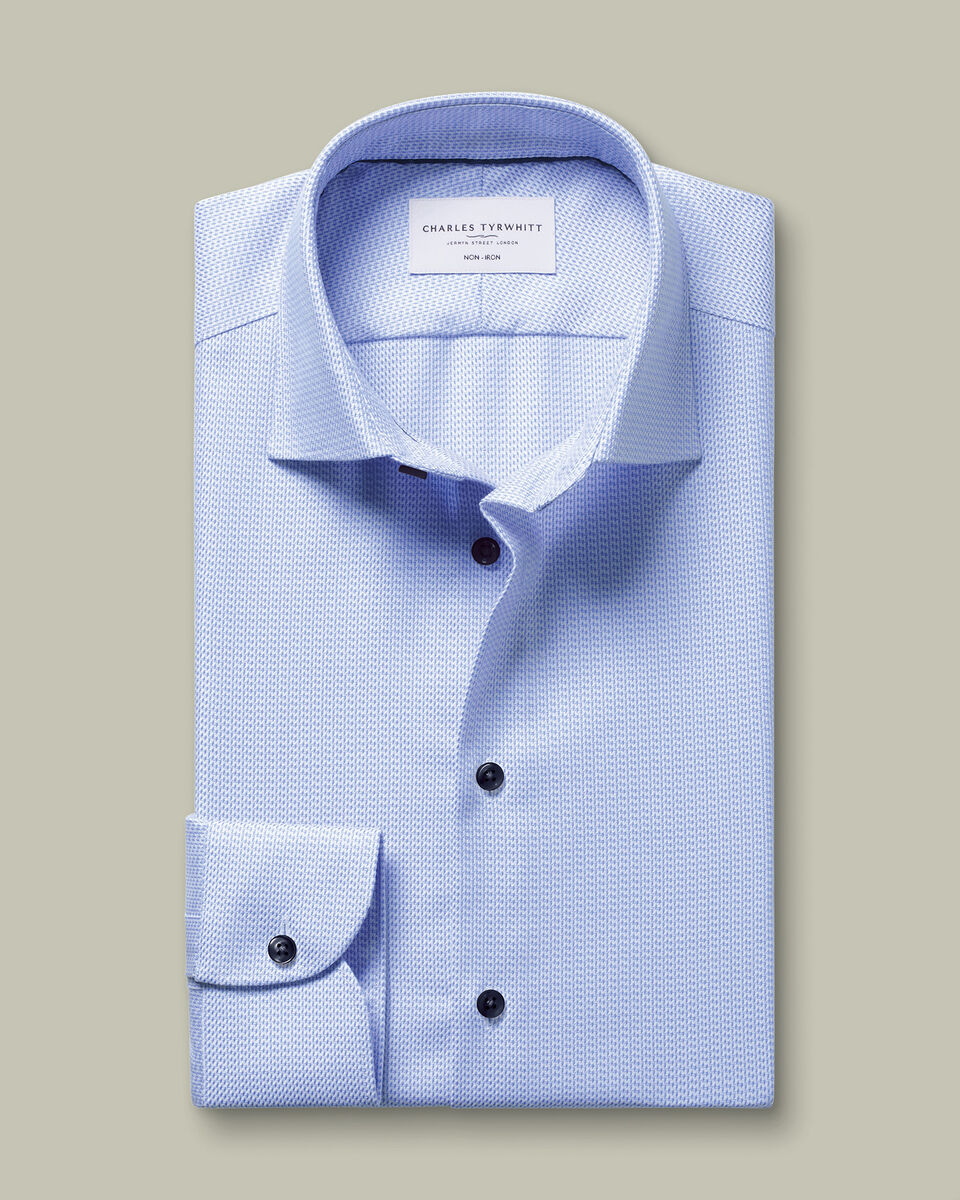 Non-Iron Stretch Texture Shirt - Cornflower Blue