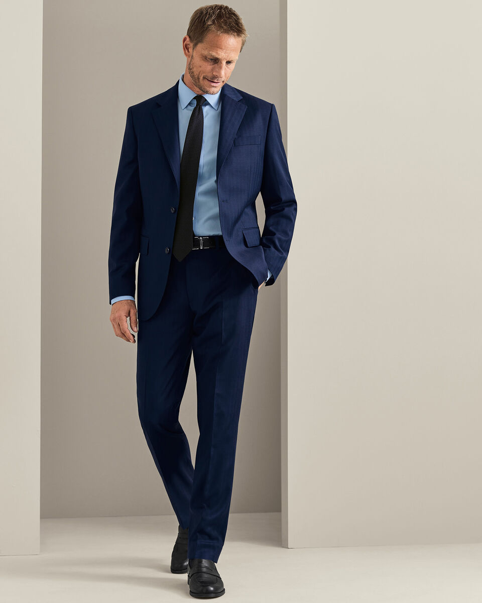 Ultimate Performance Herringbone Suit Jacket - Royal Blue