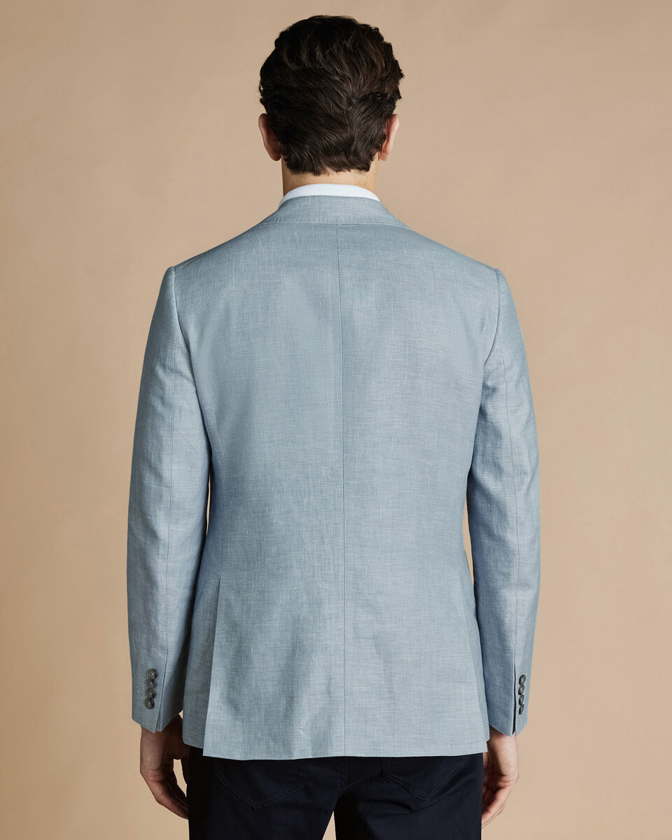 Veste 100% Lin Bleu Style Denim - Taille 42, Boutons Blancs, Occasion Très Bon état