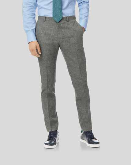 Wool Cotton Linen Suit Pants - Grey