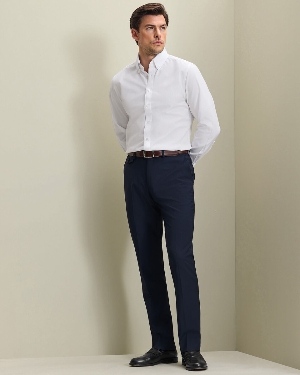 Wool Stretch Trousers - Navy