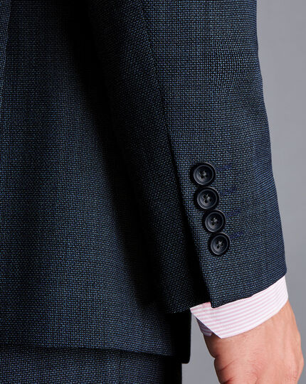 Textured Business Suit Jacket - Denim Blue